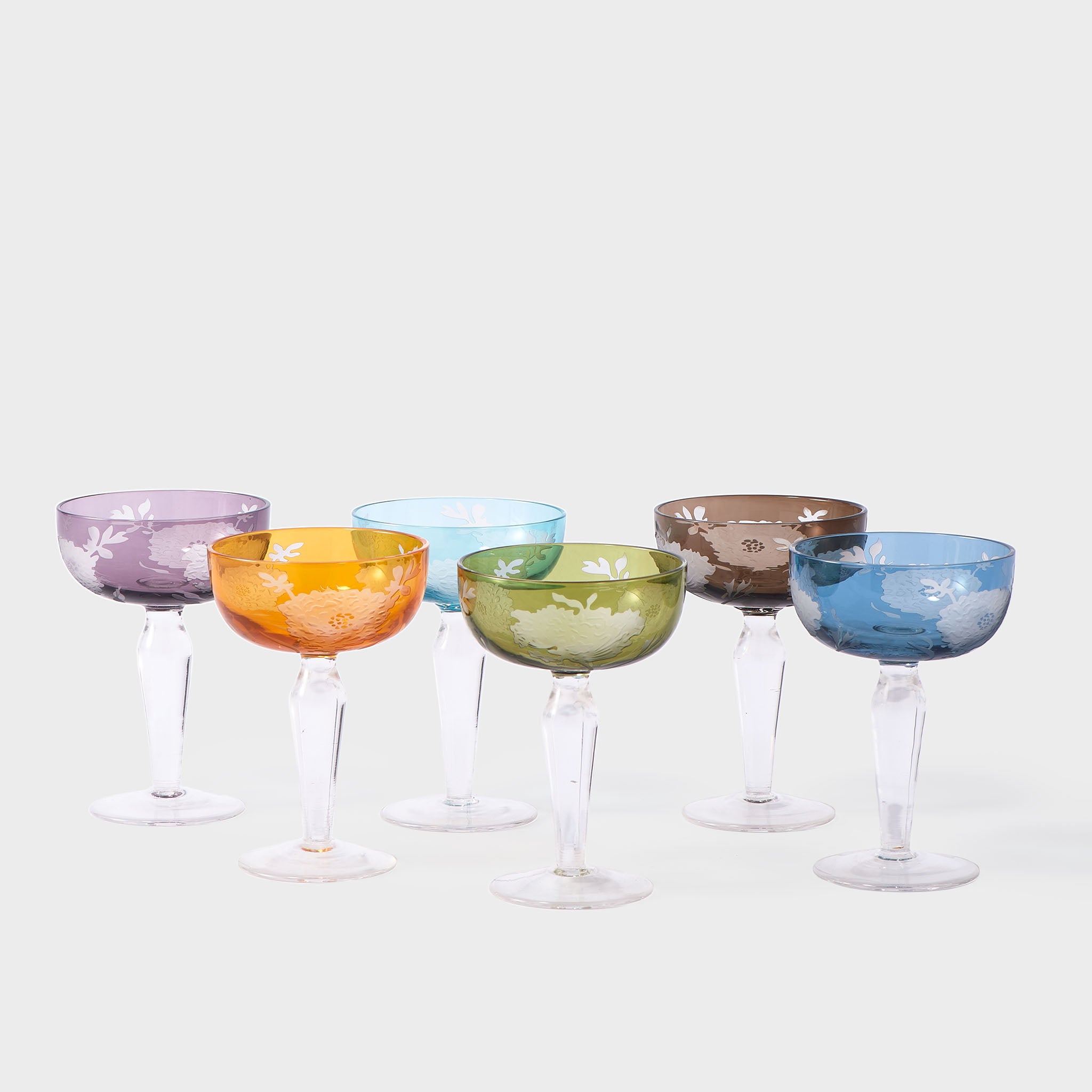 Coupe Peony glass Multicolor set of 6