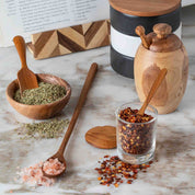 Glass Cellar with Teak lid & Spoon - Tall
