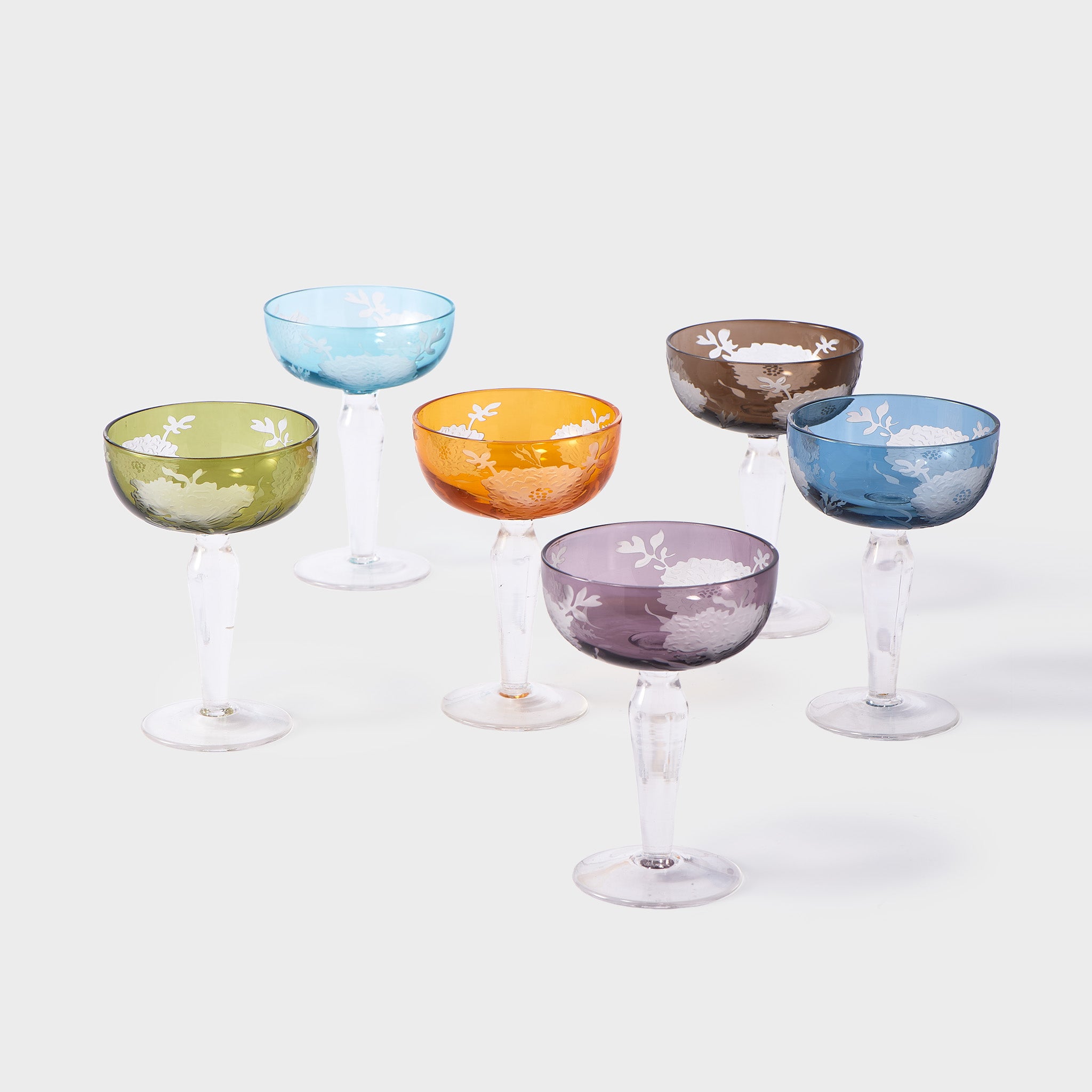 Coupe Peony glass Multicolor set of 6