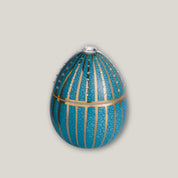 Ladenac Bois de Roussie Candle, Light Blue Golden Stripes with Crystals.