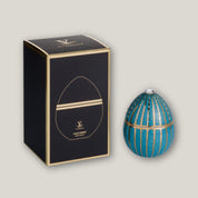 Ladenac Bois de Roussie Candle, Light Blue Golden Stripes with Crystals.