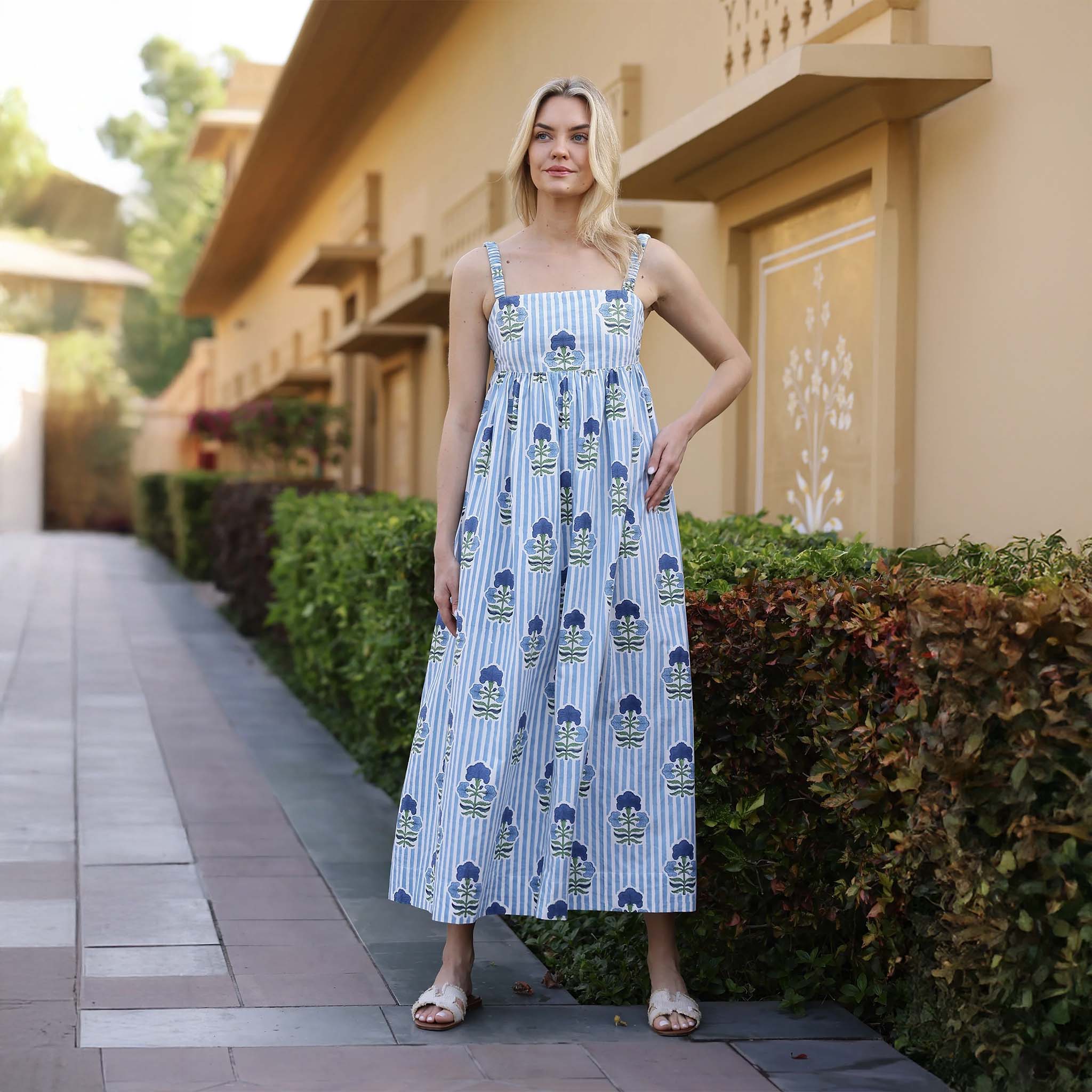 laguna midi dress LAGUNA PALM SQUARE NECK DRESS Hibiscus PALM / L