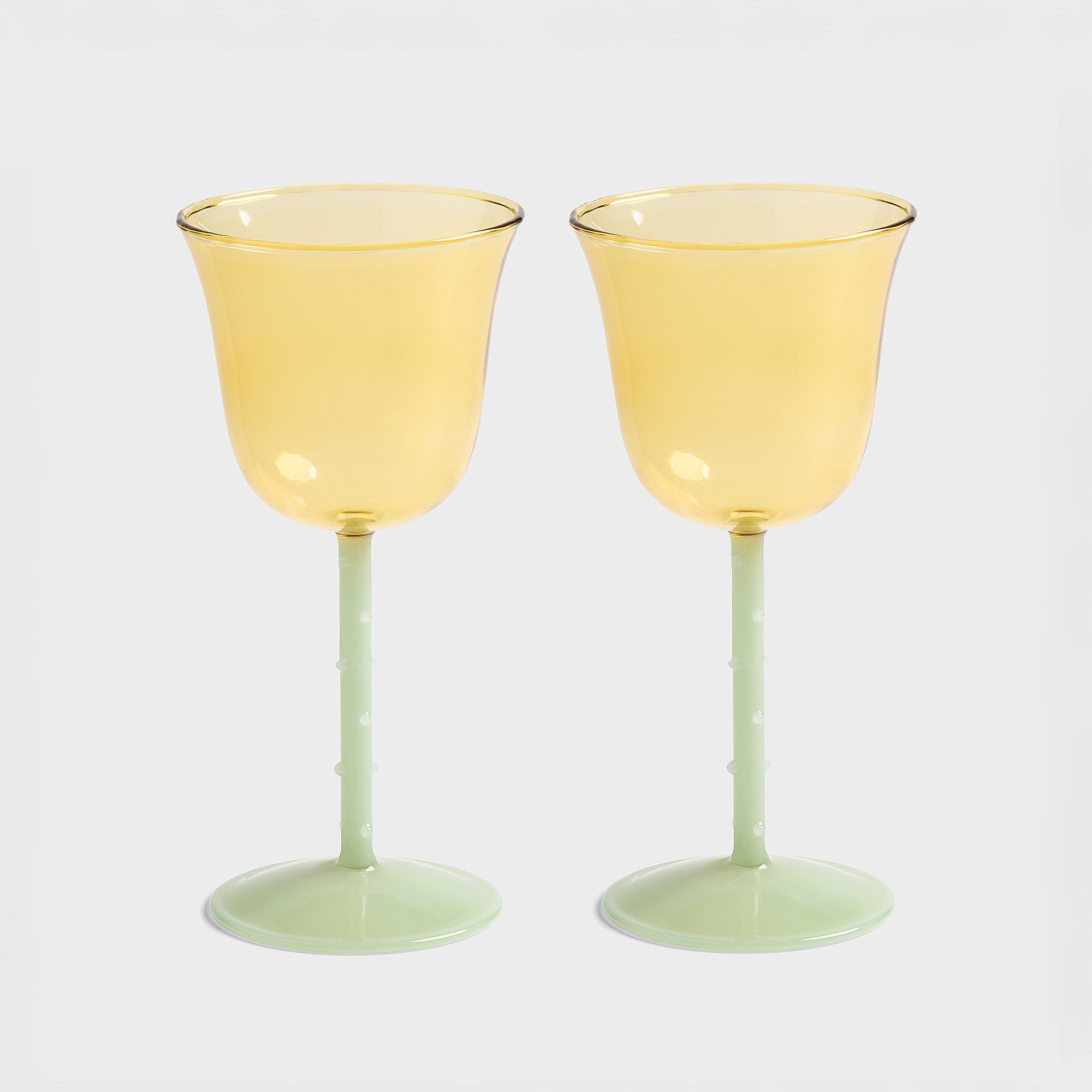 Yellow Dot Wine Glass - Set of 2