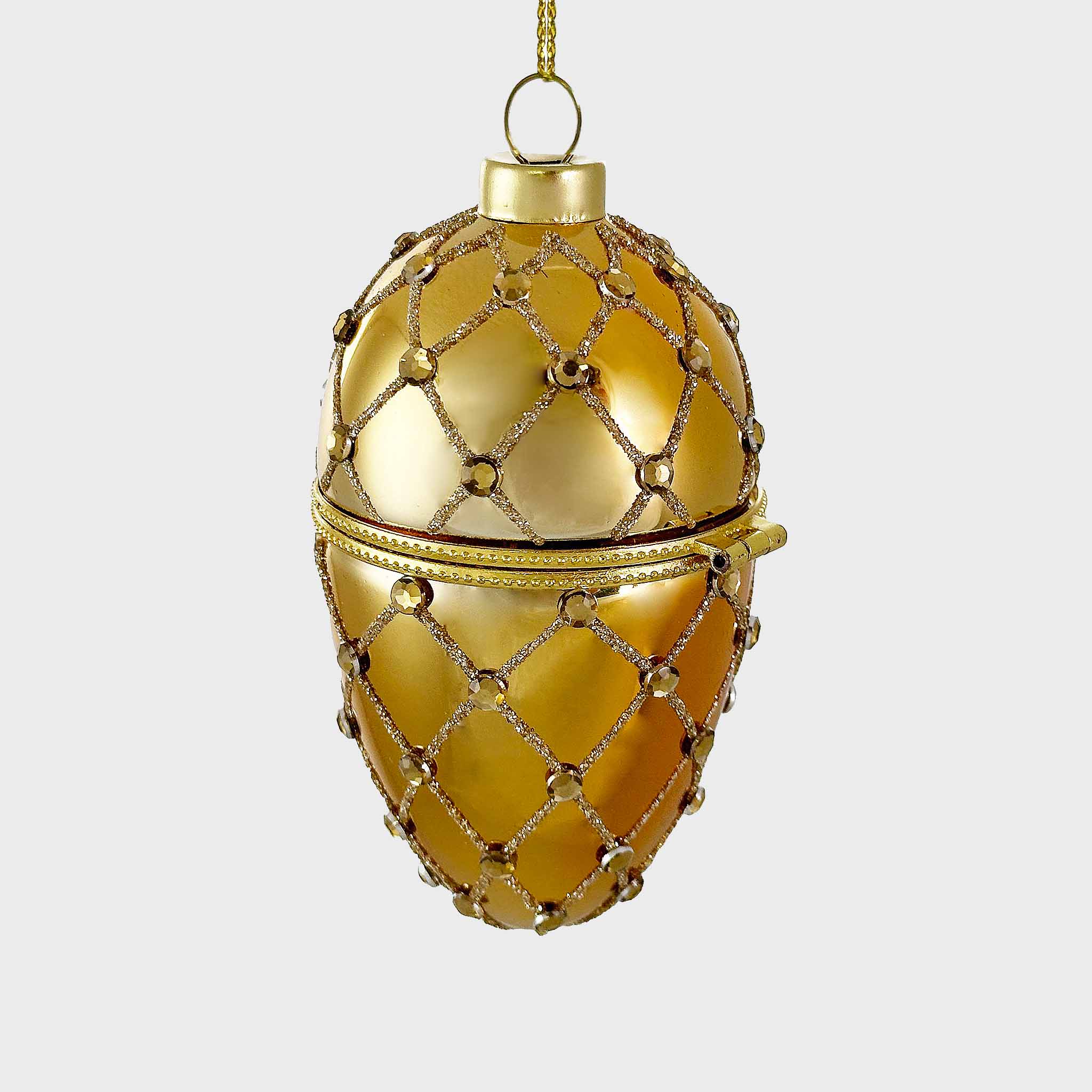 Glass openning egg gold 11cm