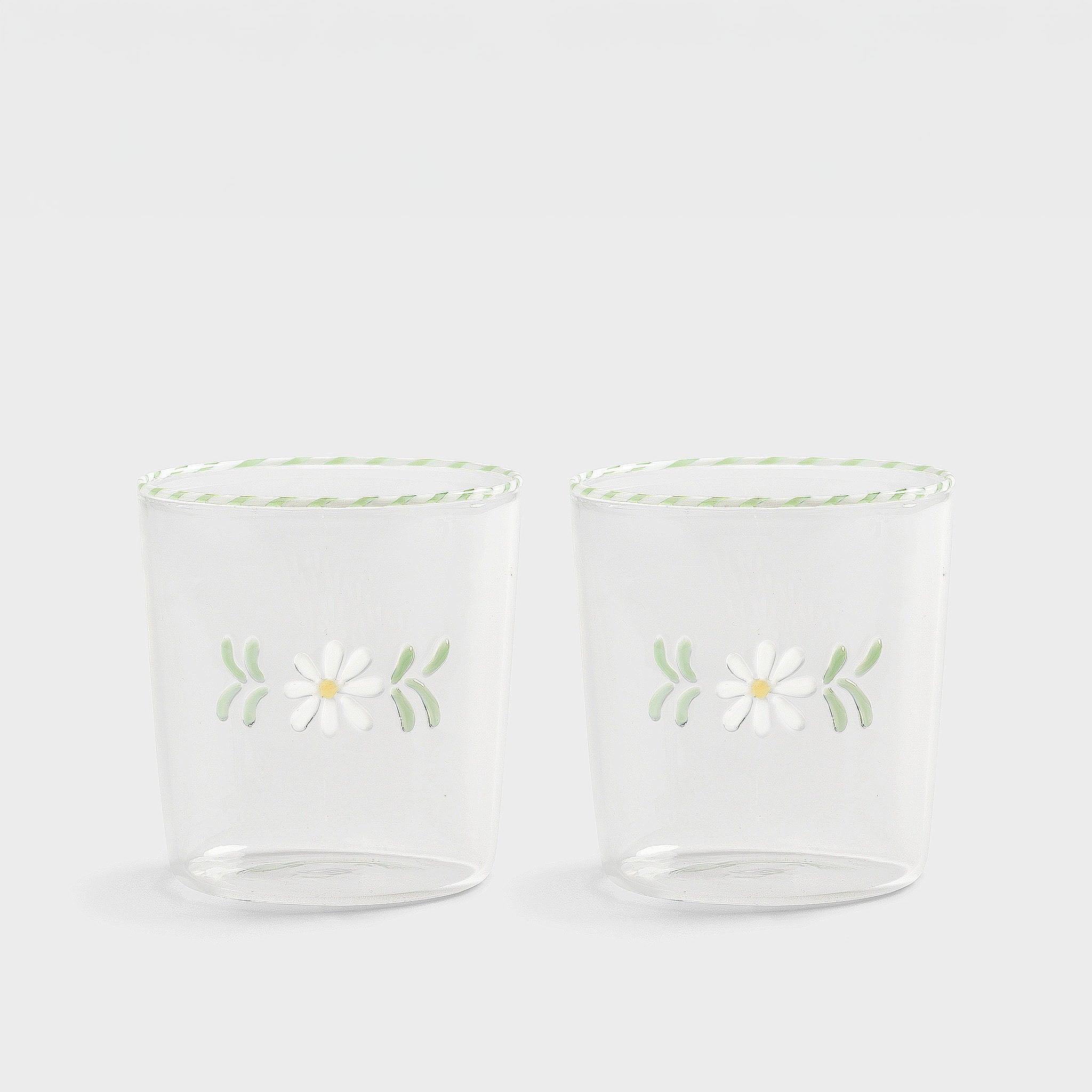White Flora Glass - Set of 2