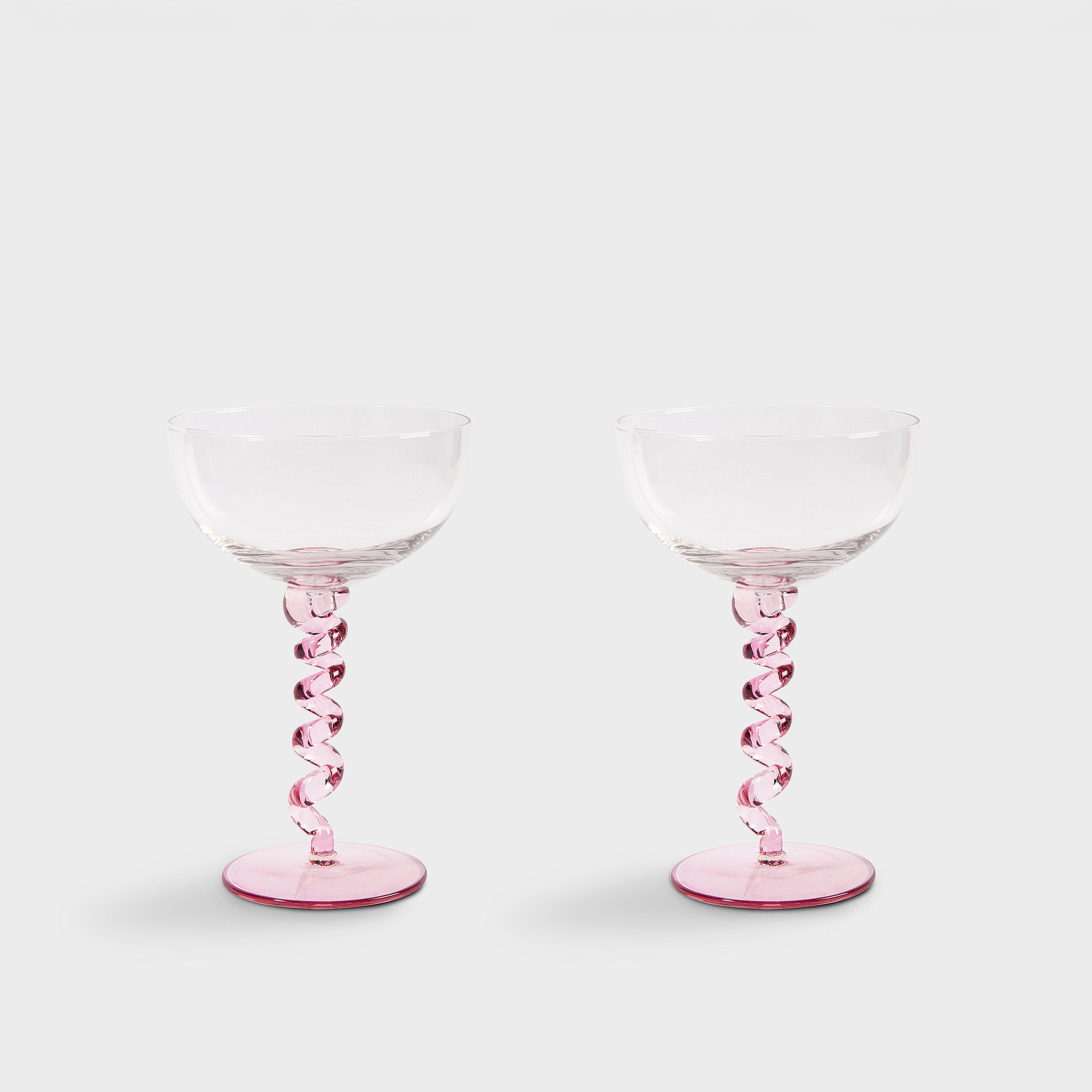 Coupe Spiral Pink Glass - Set of 2