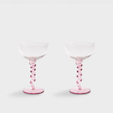 Coupe Spiral Pink Glass - Set of 2