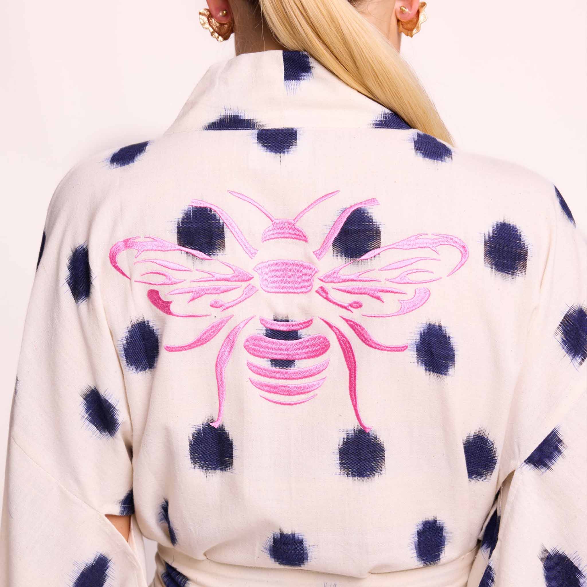 Blue Dots & Bee Kimono