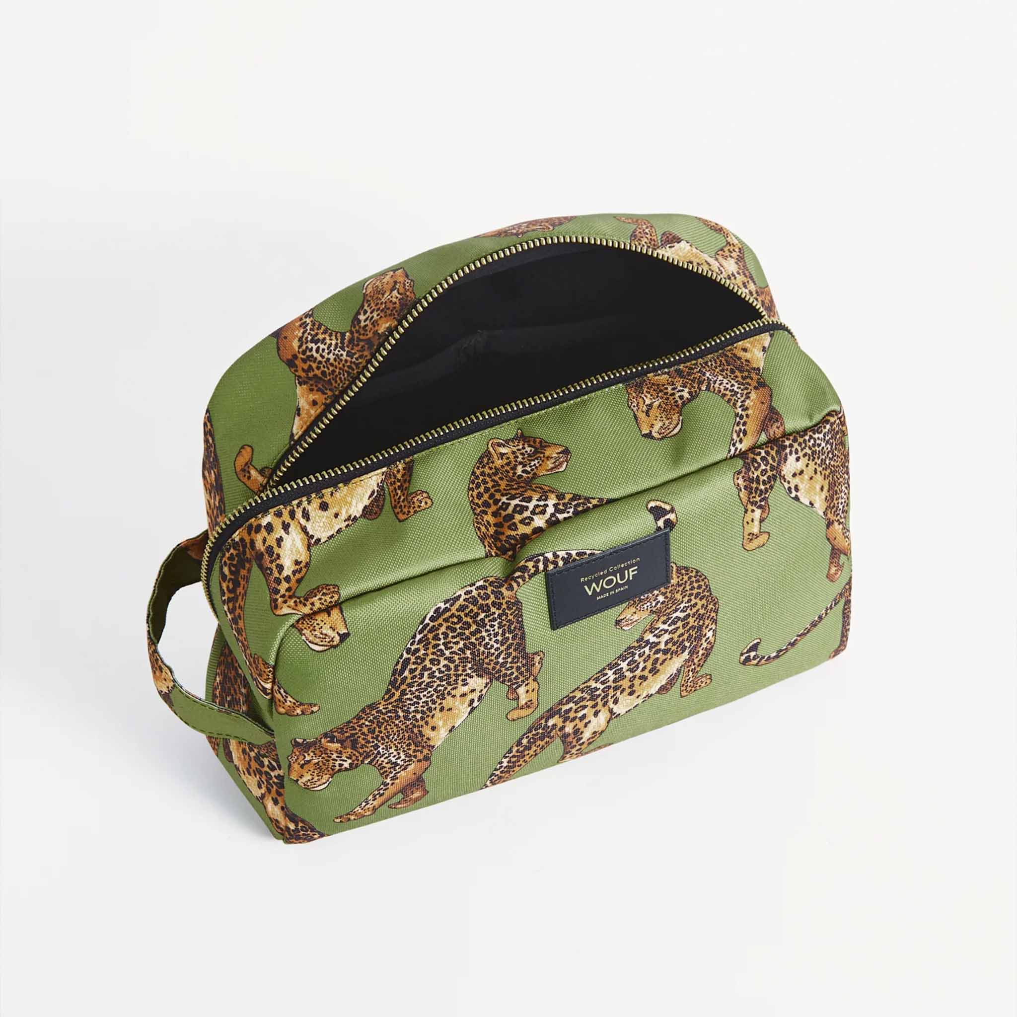 Olive Leopard Large Toiletry Bag