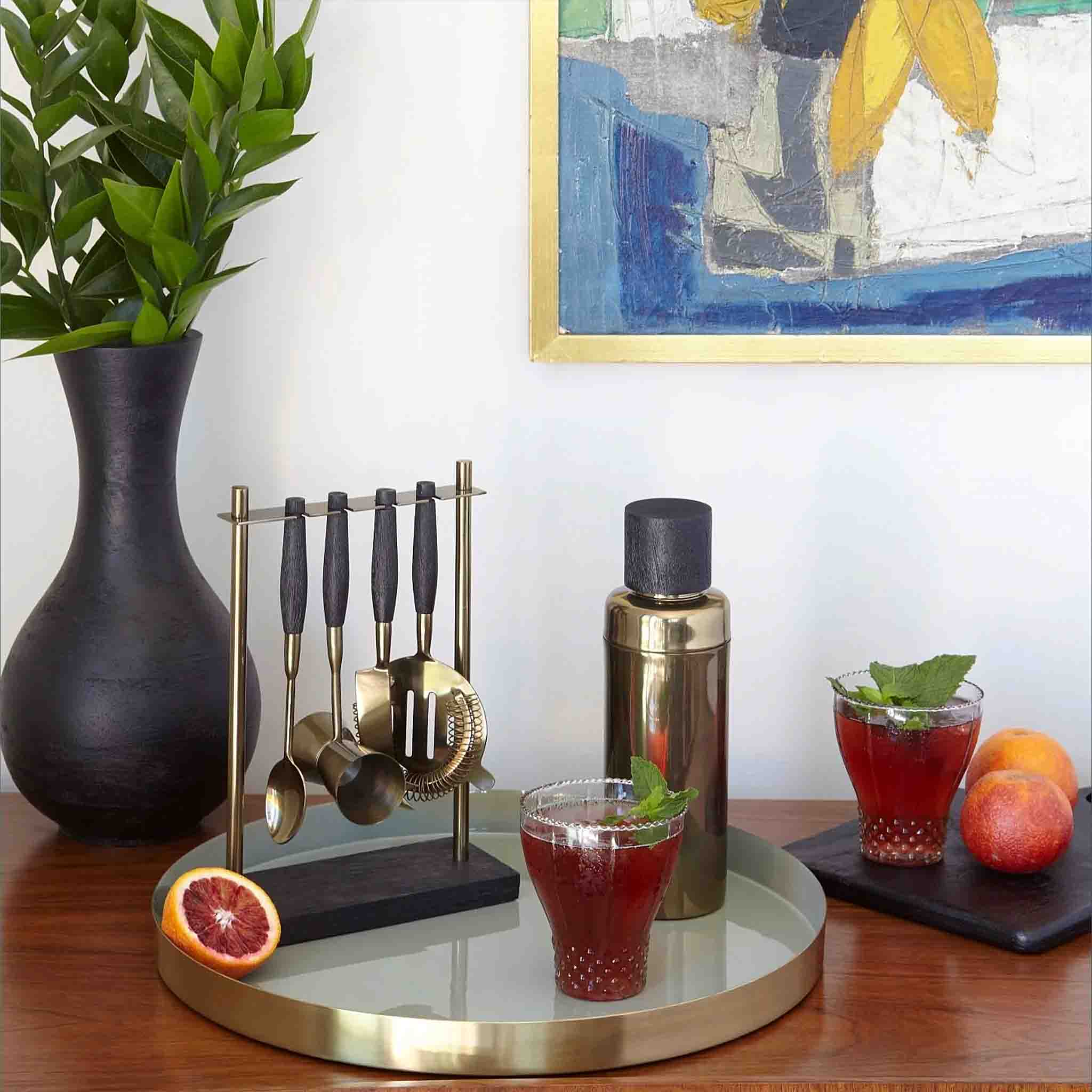 Bar Tool Set, Arendal Aged Bronze Hanging