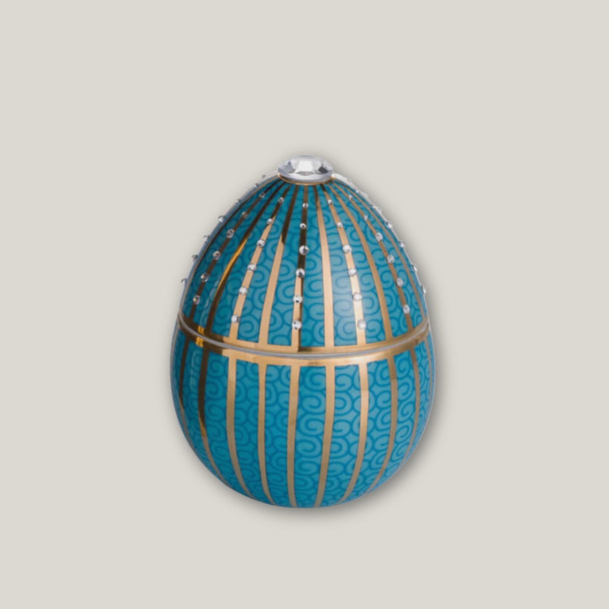Ladenac Bois de Roussie Candle, Light Blue Golden Stripes with Crystals.
