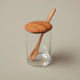 Glass Cellar with Teak lid & Spoon - Tall