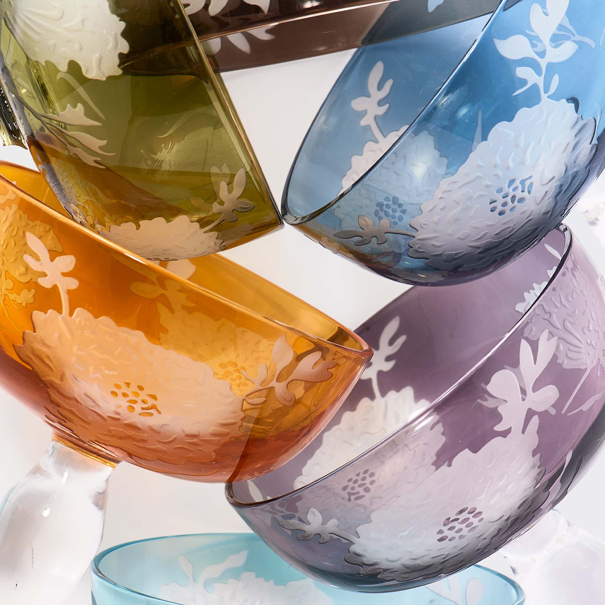 Coupe Peony glass Multicolor set of 6