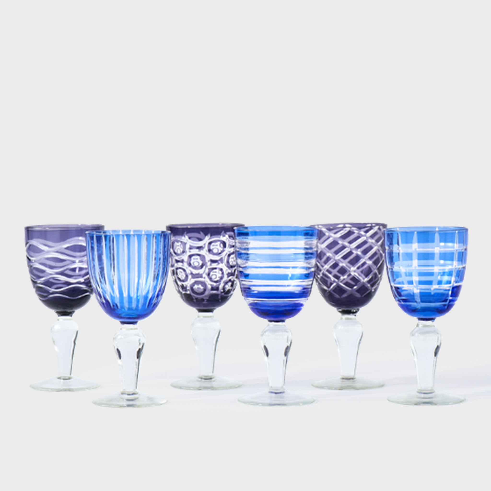 Cobalt Mix Wine Glasses - Set of 6