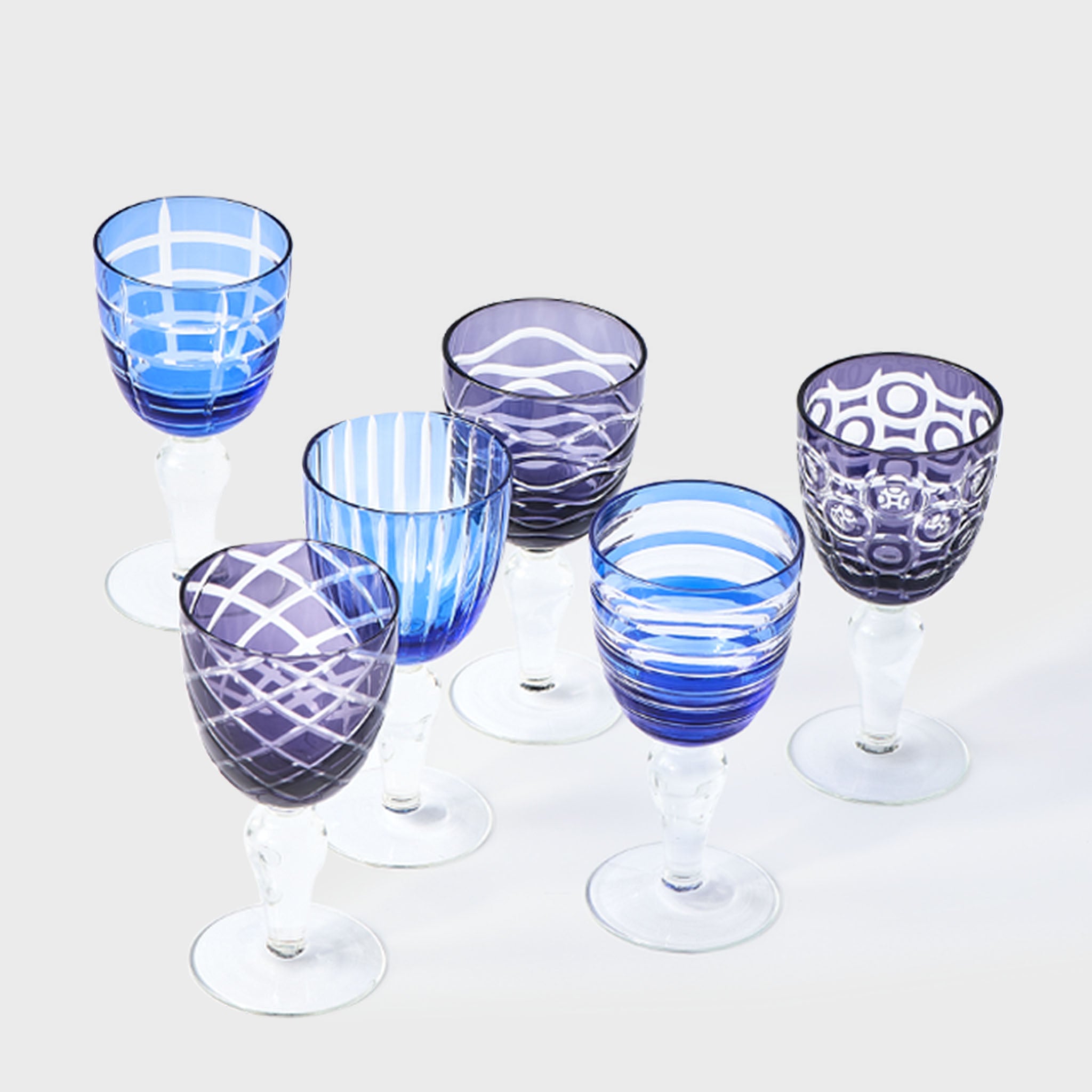 Cobalt Mix Wine Glasses - Set of 6