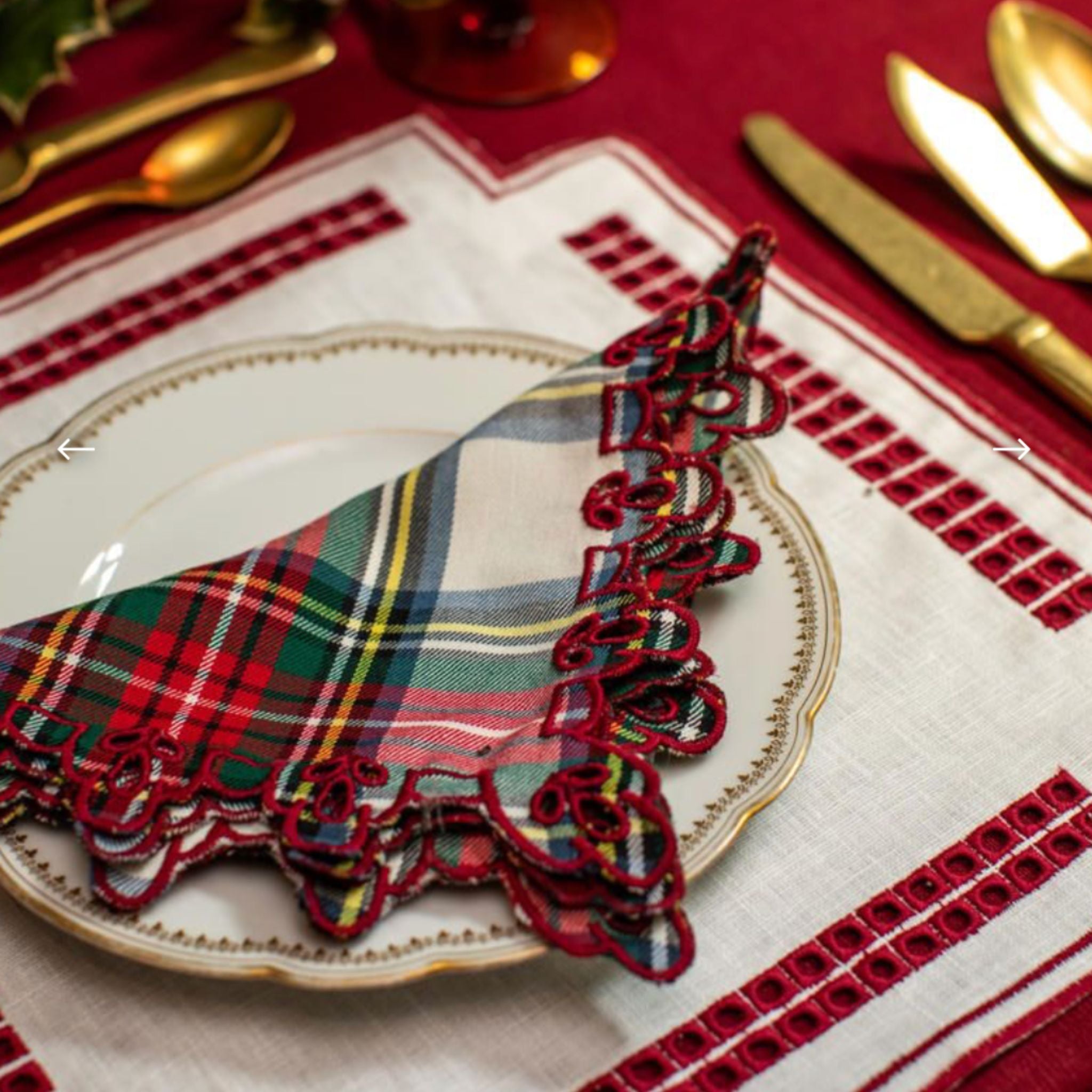 Amalfi Napkin Scozzese Avorio - Rosso