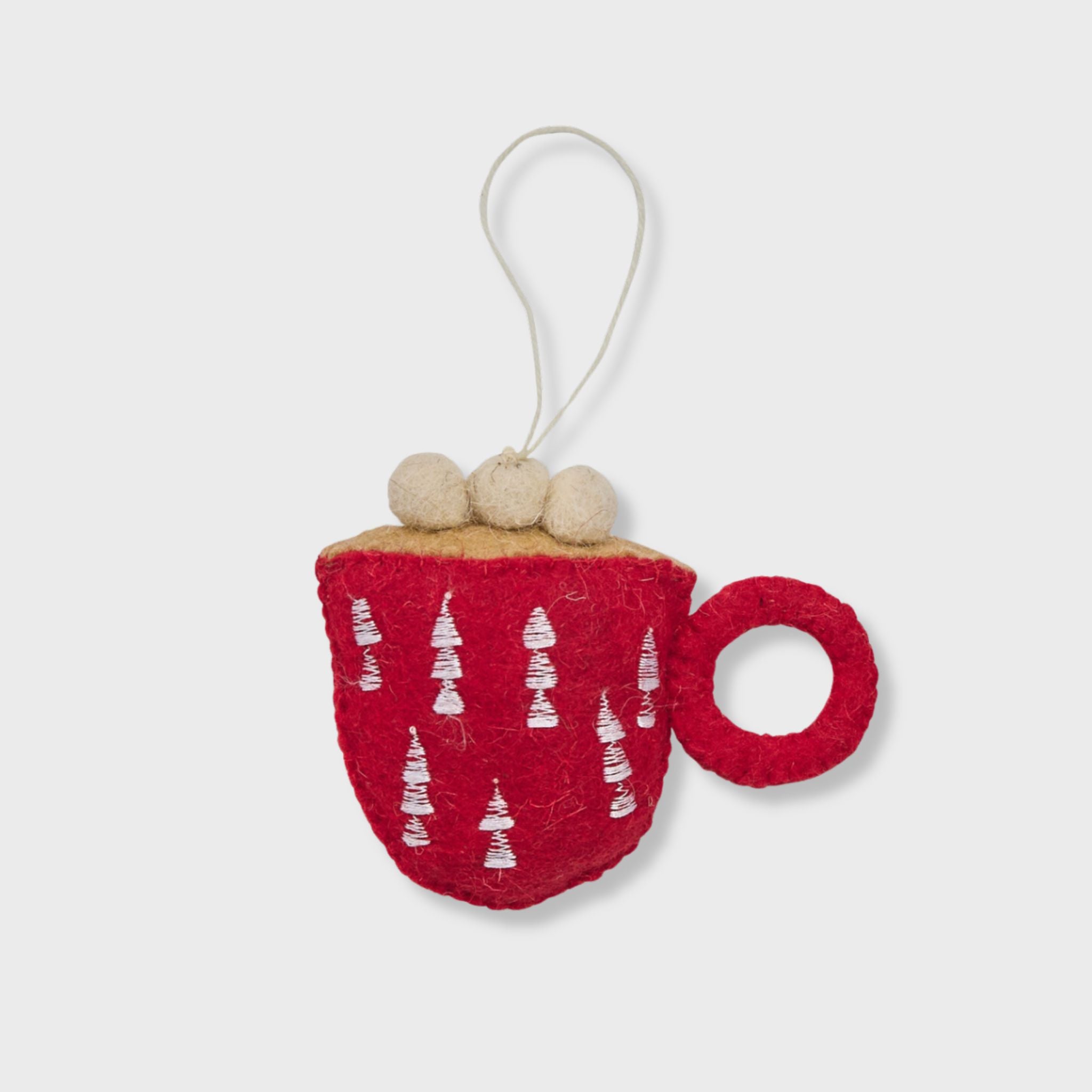 Red tree mug felt ornament
