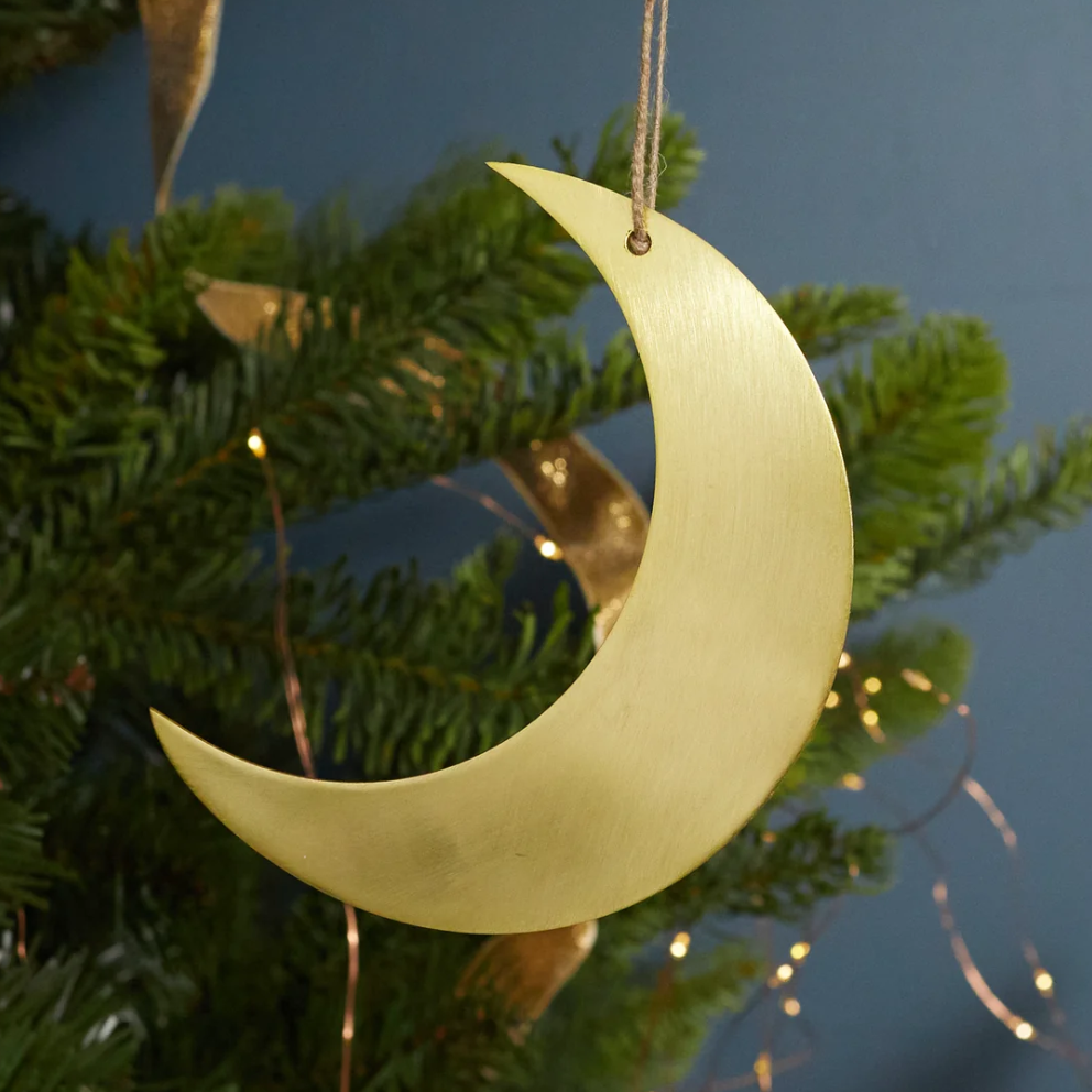 Crescent Moon Gold Stencil Ornament