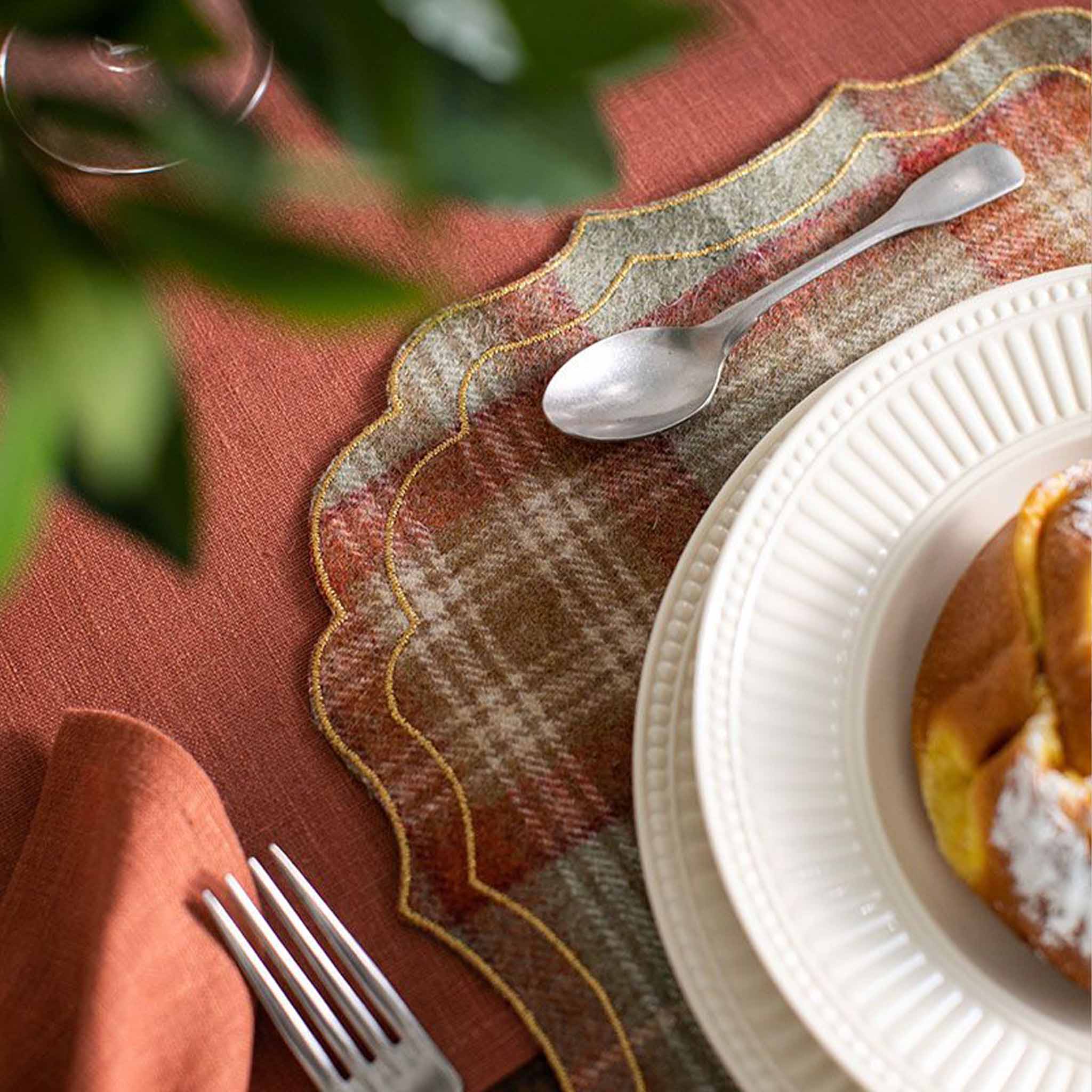 Firenze Tartan Placemat - Terracotta Gold