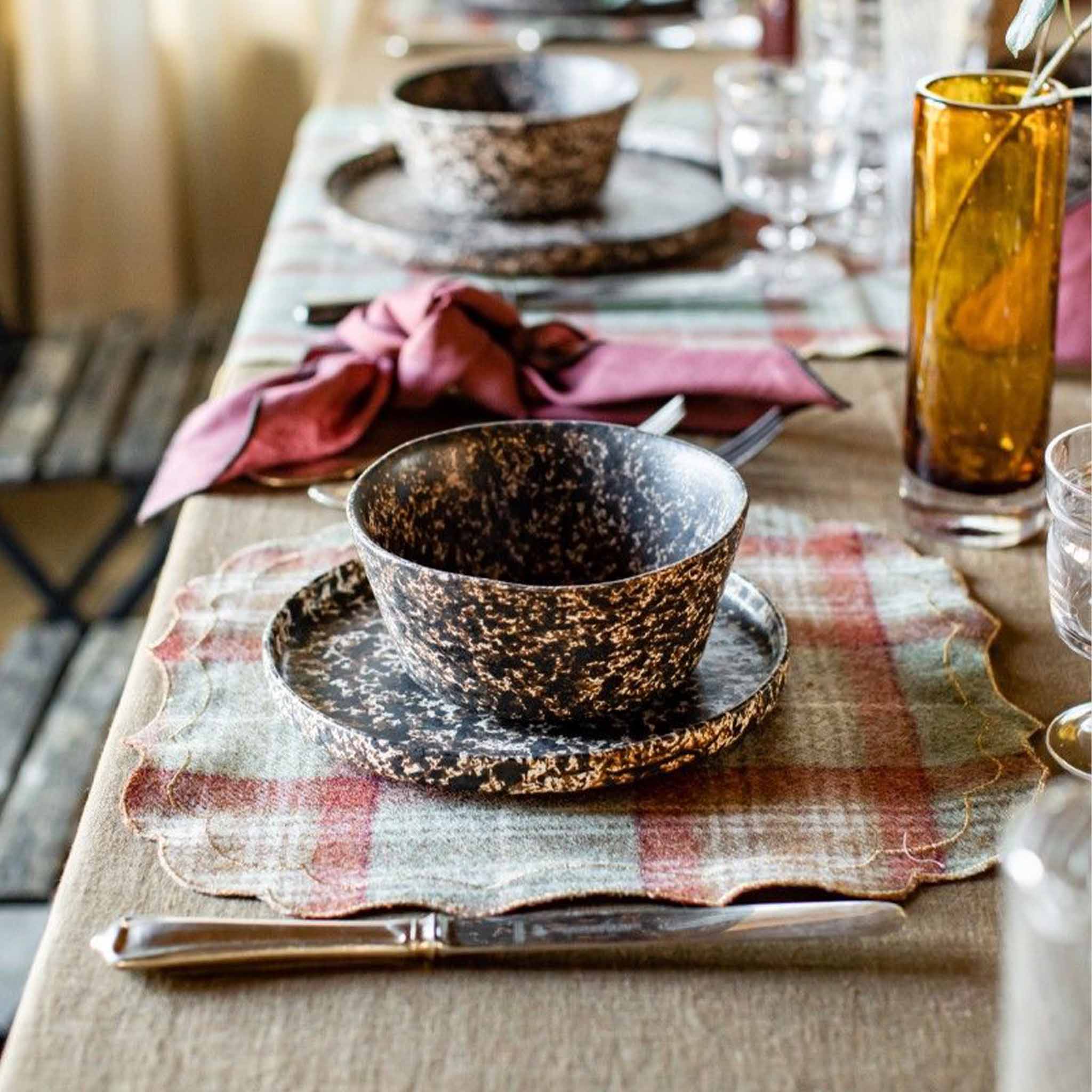 Firenze Tartan Placemat - Terracotta Gold