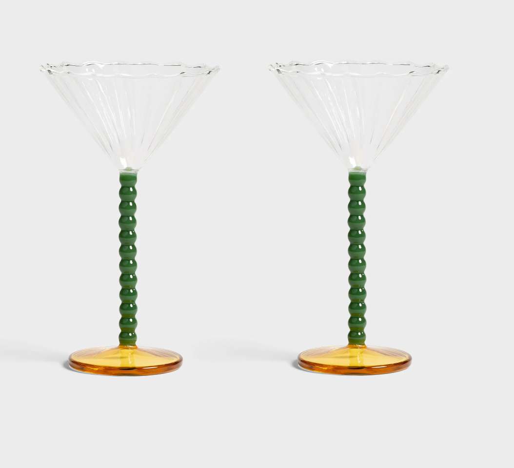 Coupe perle green set of 2