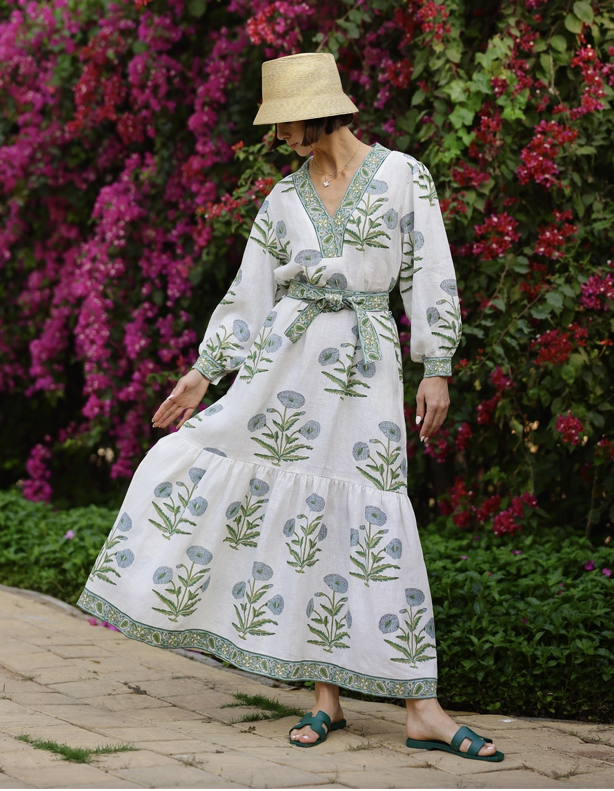Capri Maxi Dress – Indigo Flower – Aura Collective