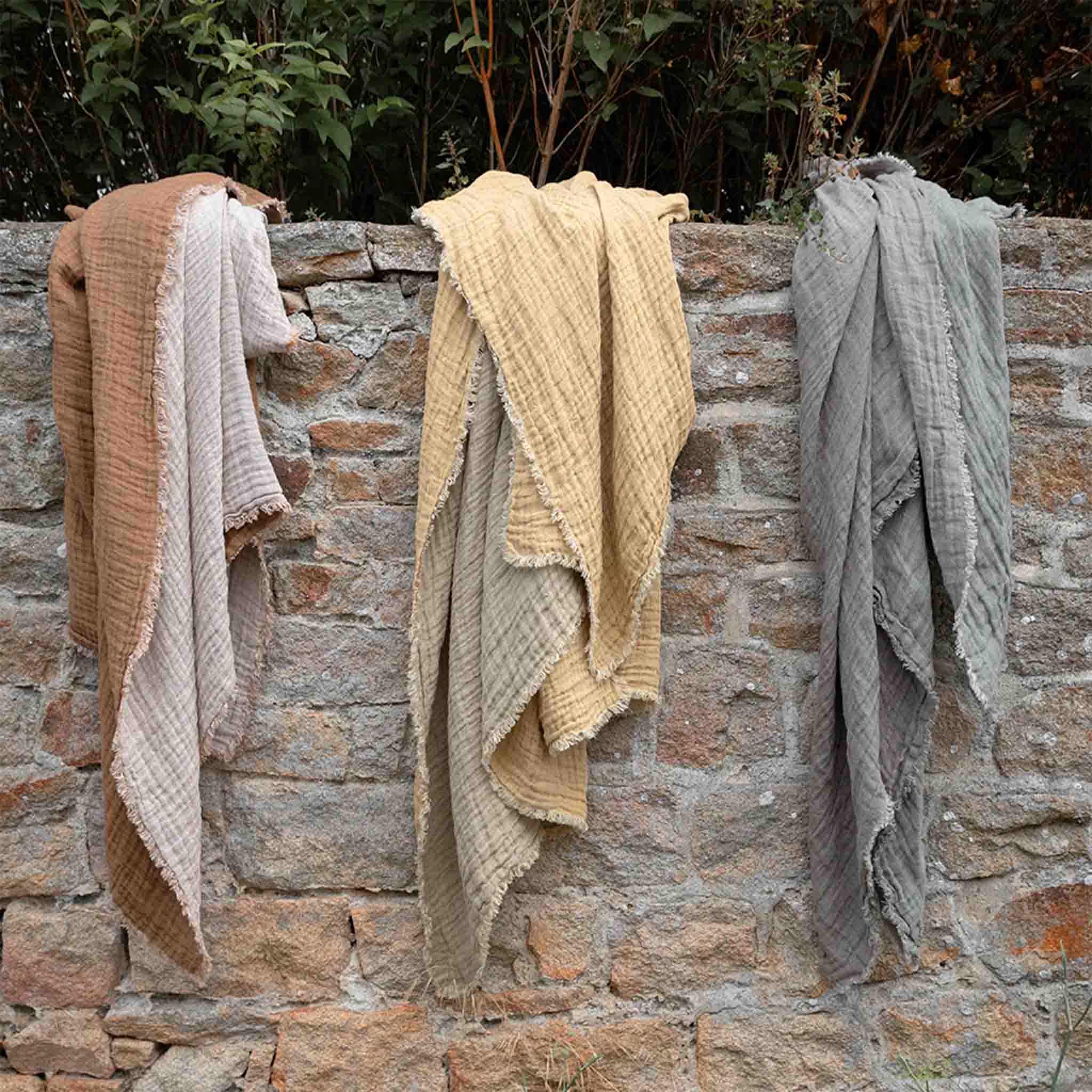 Waffled Linen Throw & Bedspread