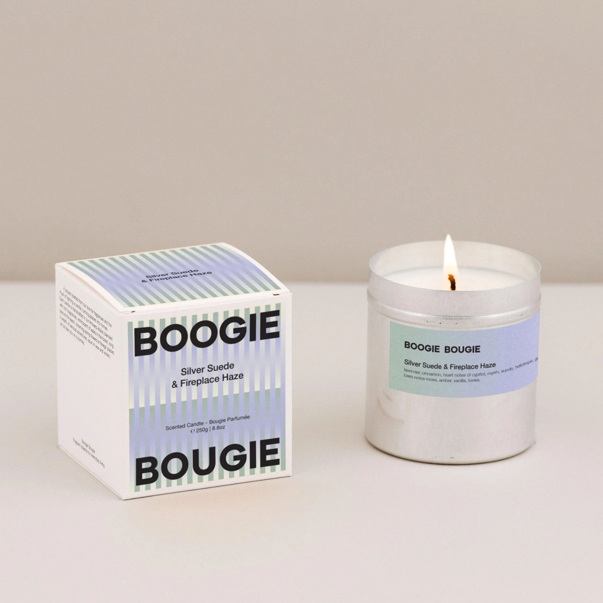 Silver Suede and Fireplace Haze Scented Candle