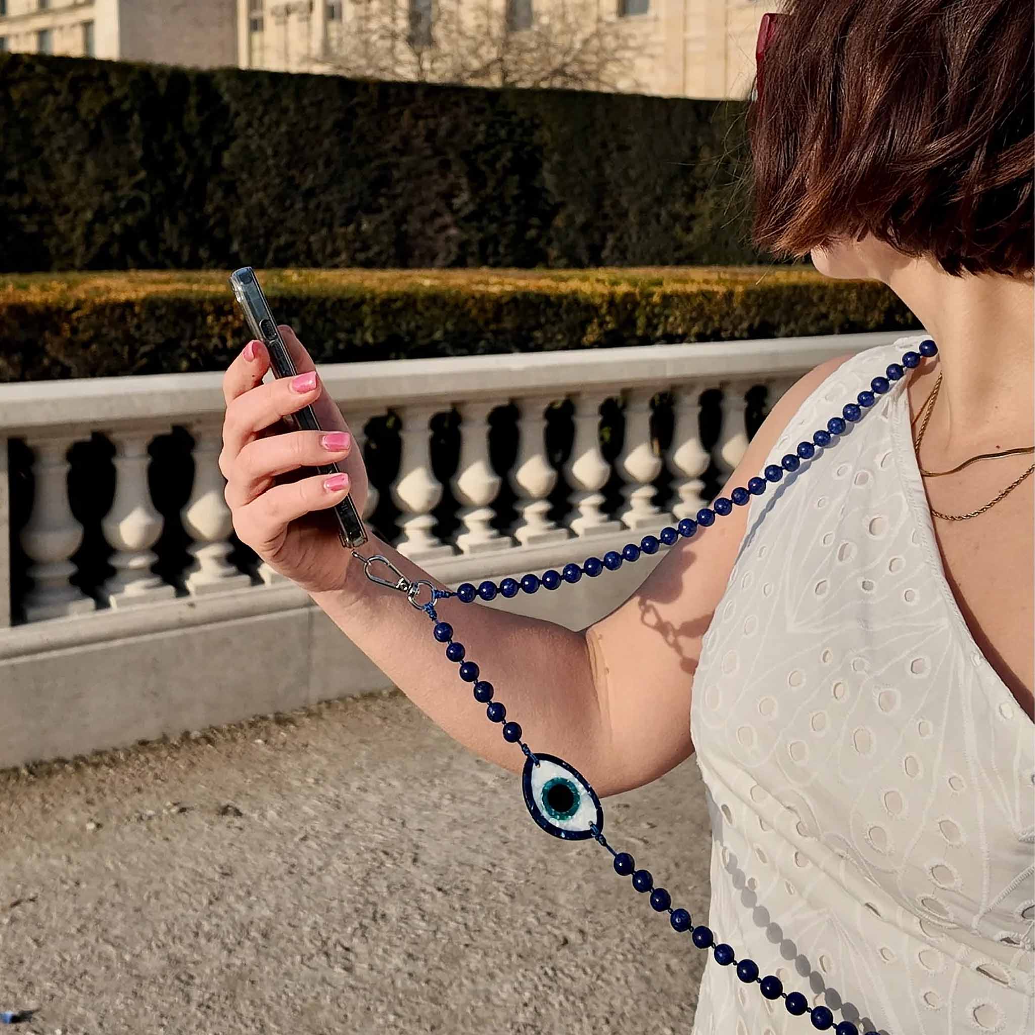 Hand-painted Gemstone Crossbody Phone Chain