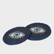 Blue Eye Handmade Beaded Coasters - Set of 4