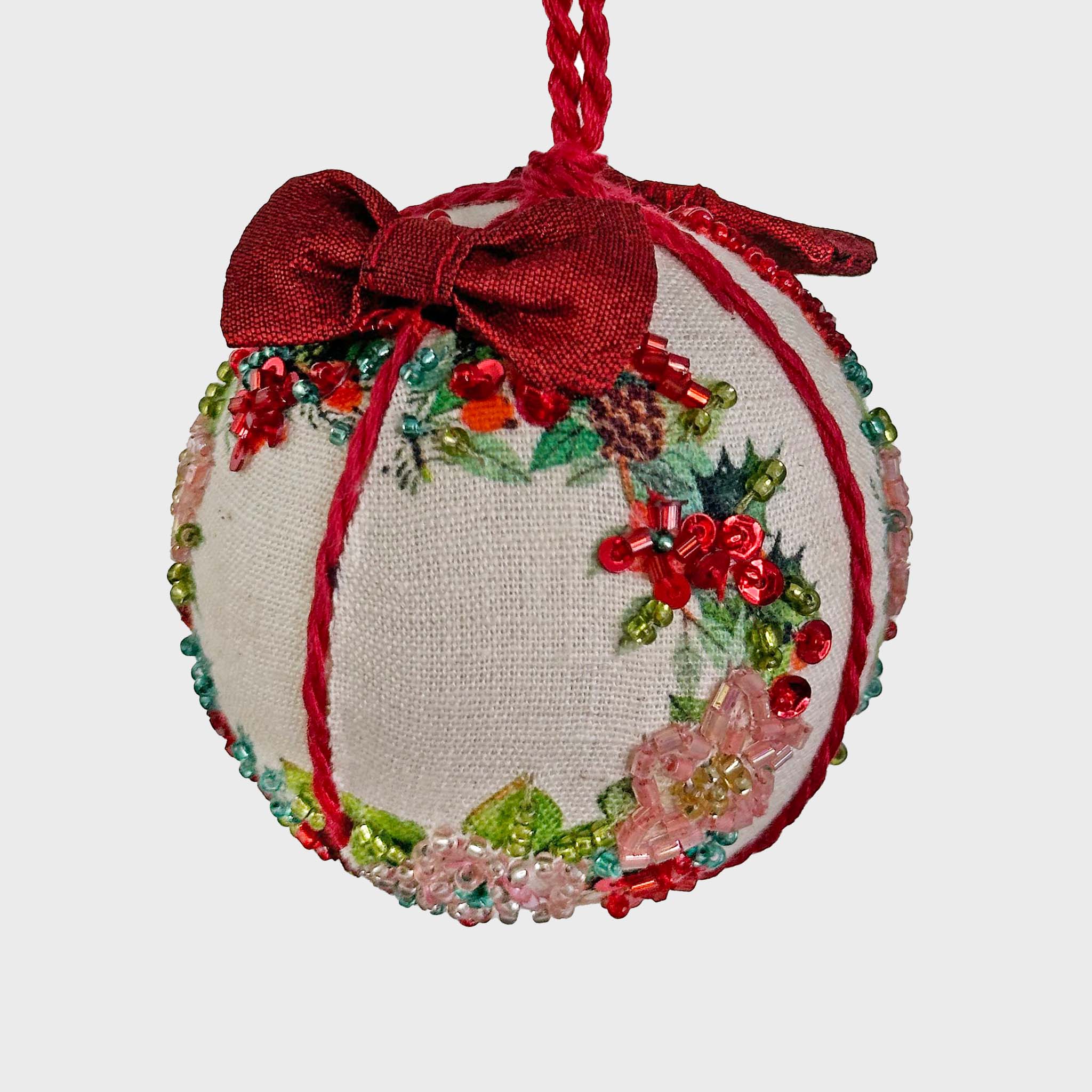 Cotton Ball Beaded Wreath