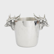 11.5-Inch Polished Silver Ice Bucket with Deer Head Handles