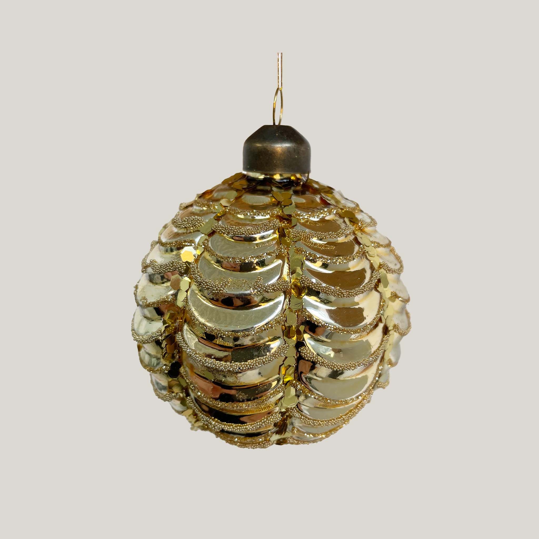 Shiny Gold Glass Garland Ball