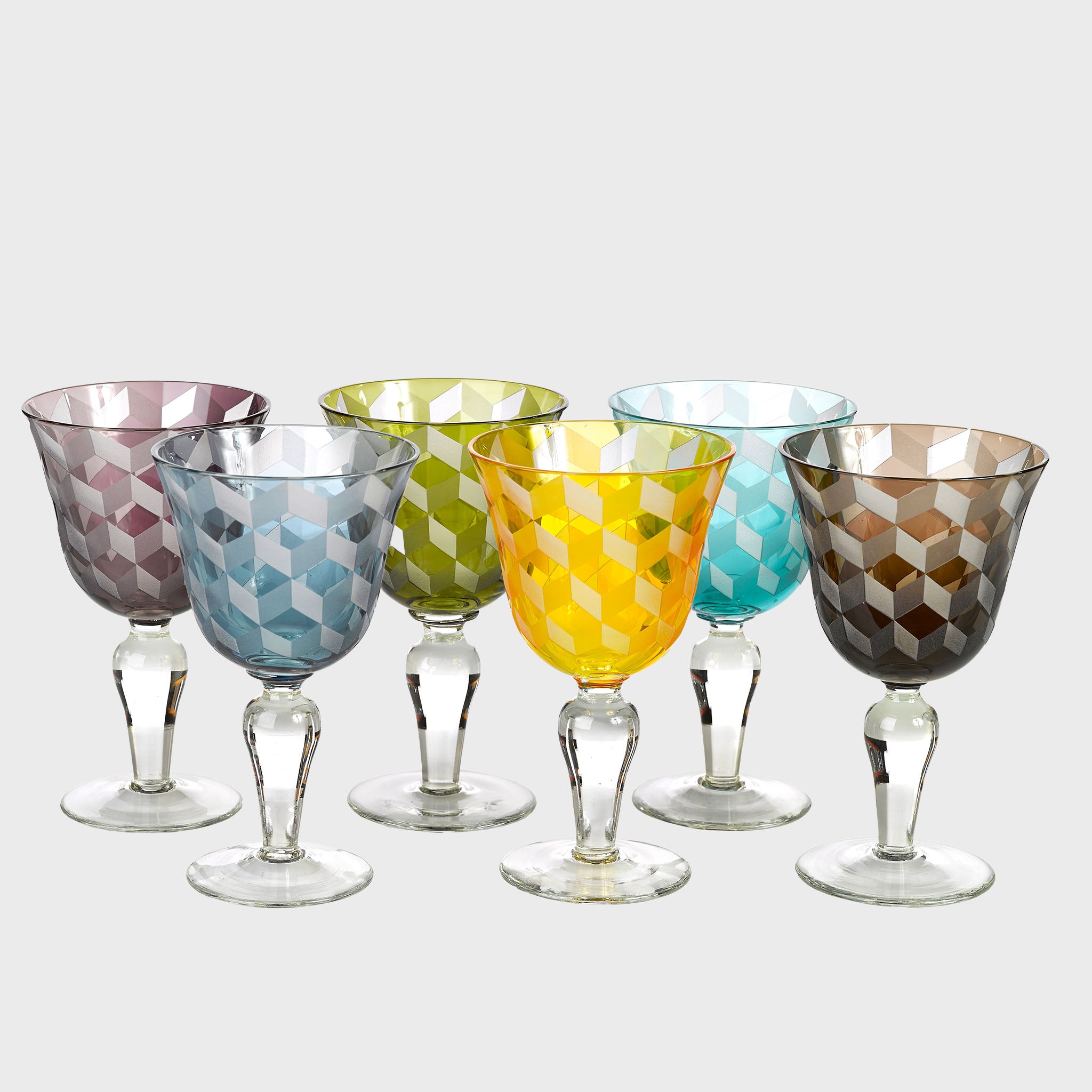 Wine Glass blocks Multicolor, set of 6