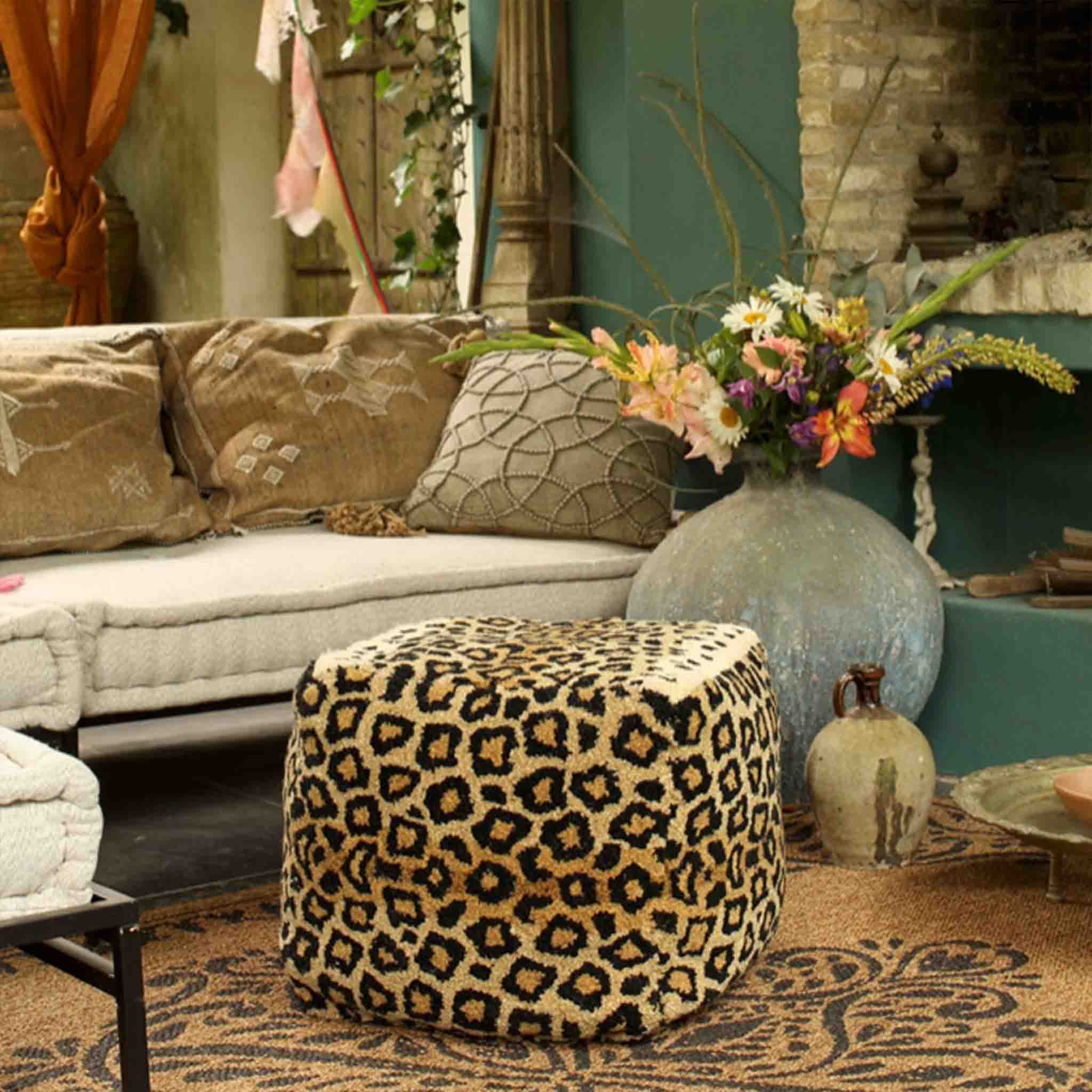 Leopard Pouf Small