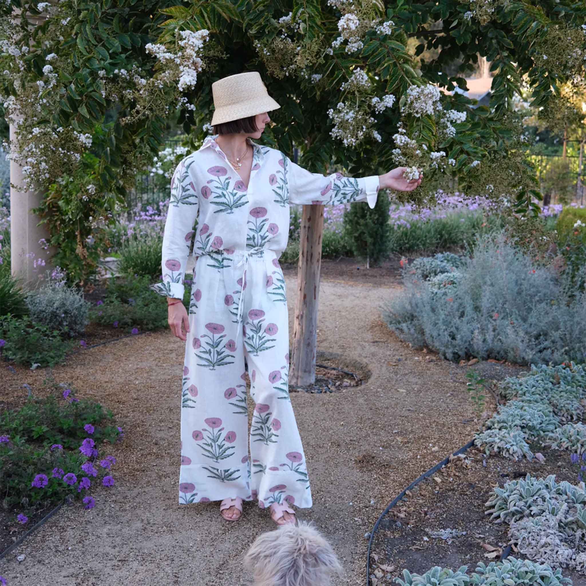 Montecito Wide Leg Pants - Pink Flower