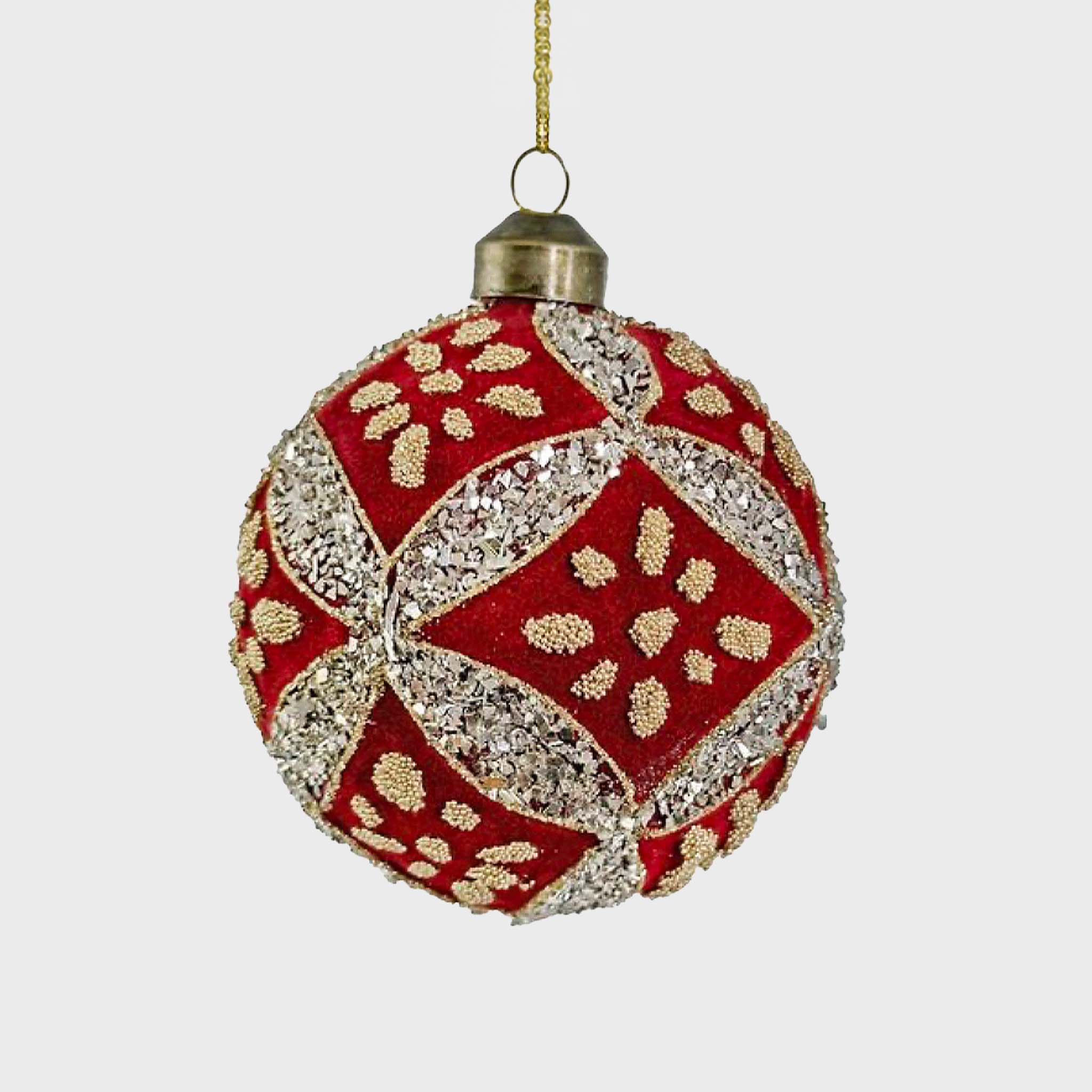 Burgundy Glass Floral Ball
