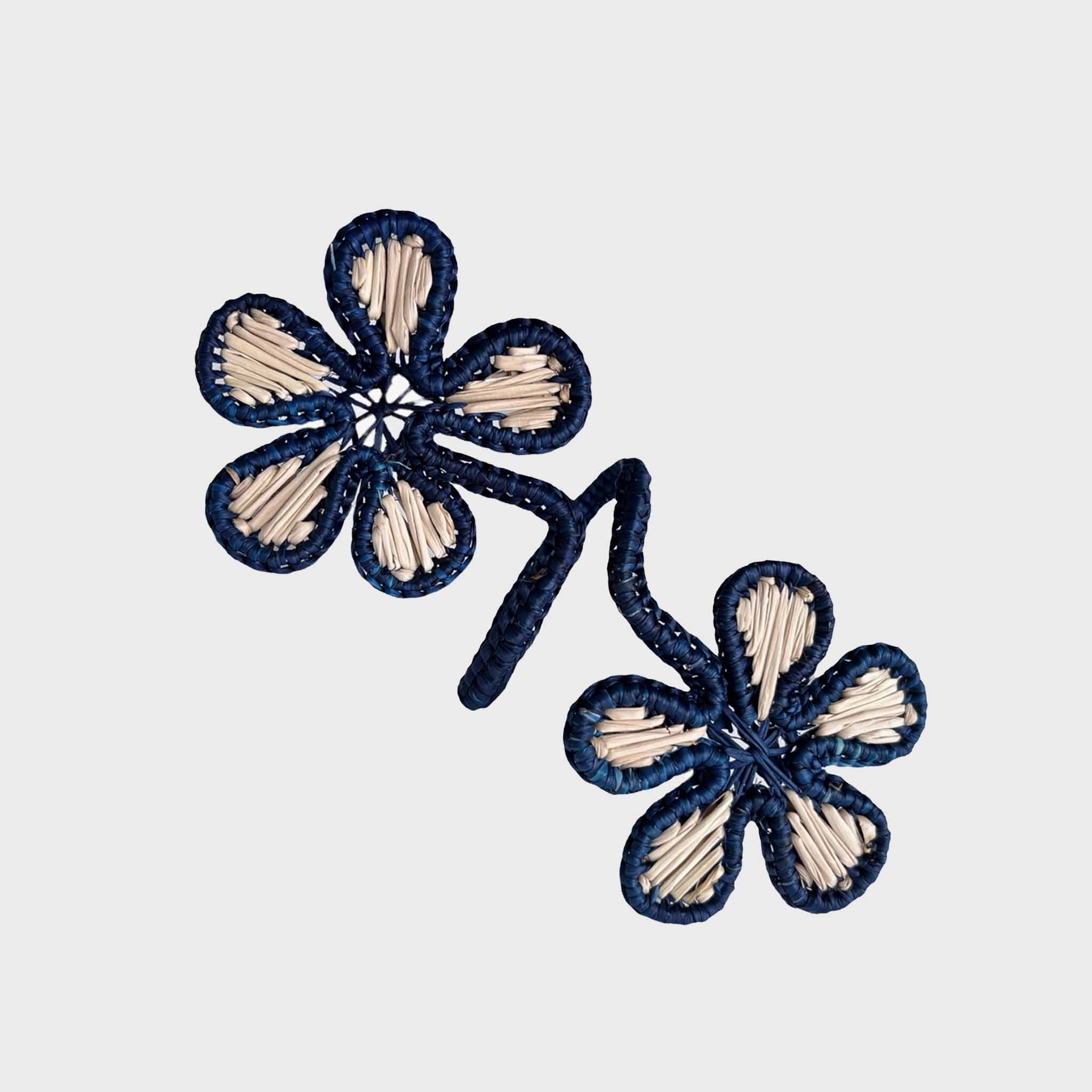 Rolled Flowers Napkin Ring - Navy