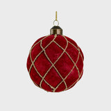 Glass Burgundy Velvet Ball w/gold beads