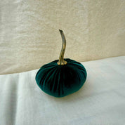 Small Velvet Pumpkin in Emerald velvet with a curled stem