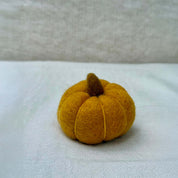 Small Wool Pumpkin in Gold wool with a curled stem