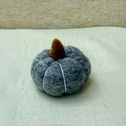 Small Wool Pumpkin in Grey wool with a curled stem
