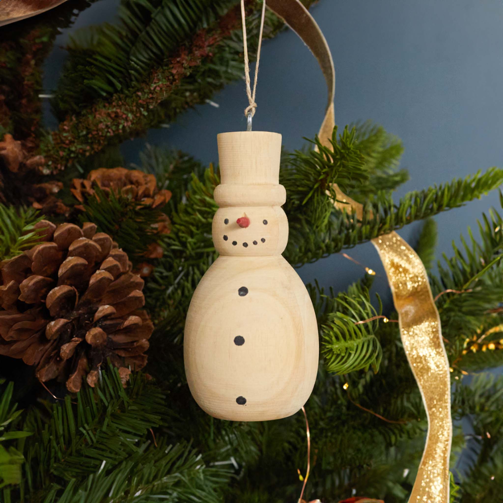 Pine Snowman Ornament